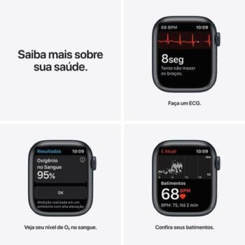Apple Watch Series 7 (GPS, 41mm) - Caixa de Alumínio Meia-noite - Pulseira esportiva meia-noite - Image 4