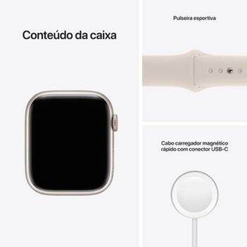 Apple Watch Series 7 (GPS, 45mm) - Caixa de Alumínio Estelar - Pulseira esportiva estelar - Image 9