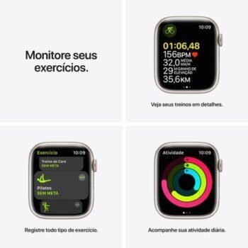 Apple Watch Series 7 (GPS, 45mm) - Caixa de Alumínio Estelar - Pulseira esportiva estelar - Image 6