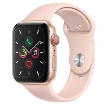 Apple Watch Series 5 CellulGPS, 44 mm, Alum Dourado Puls Esport Areia Rosa Fecho Clássico MWWD2BZ/A